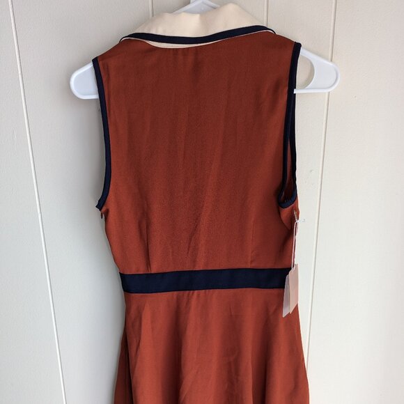 NWT Collared, Rust Skater Dress with zipper detail - S - Picture 4 of 8